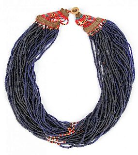Konyak Naga Cobalt Royal Glass Bead Belt Necklace