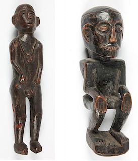 Two Konyak Naga Carved Wood Statues, Early 20th C.
