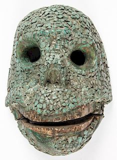Vintage Mexican Mosaic Stone Skeleton Mask