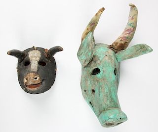 2 Vintage Mexican Dance Masks, Guanajuato State