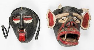 2 Vintage Mexican Dance Masks