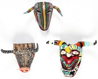 3 Mexican Diablo/Animal Masks, Michoacan/Guerrero