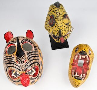 3 Vintage Mexican Tigre/Jaguar Masks