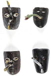 4 Vintage Mexican Mosquito Masks, Day of the Dead
