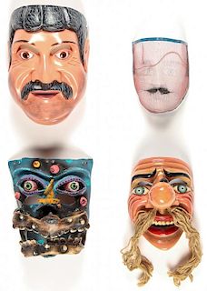 4 Latin American Masks: Mexico/Peru/Ecuador