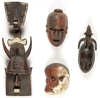 4 African Masks: Landai/Pende/Kasangu/Yuare