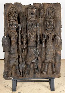 Massive Benin Bronze Plaque: 42" x 31" x 7", 107 x 79 x 18 cm