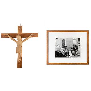 George T. Lopez, Cristo Crucificado with 1958 Photo of Artist by E.P. Haddon