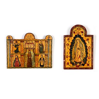 Catherine Robles-Shaw + Roxanne Shaw, Pair of Retablos: Nuestra Senora de Guadalupe, 1996 + Chapel of Our Lady of Talpa, 1996