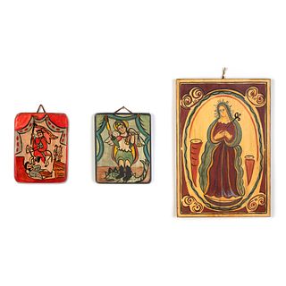 Group of Three Retablos: Santiago St. James + San Miguel (Archangel) + Nuestra Señora de Los Dolores, 1984