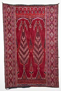 Antique Persian Silk Velvet Prayer Panel: 45" x 70"