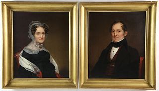 Pair of Portraits of George Washington Coffin (1784-1864) and His Wife Mary Winthrop Spooner Coffin (1791-1880)