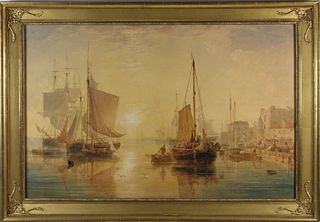 Anthony Vandyke Copley Fielding (British 1787-1855) Watercolor "Southampton Sunset"