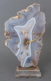 Agate Geode Quartz Movement Table Clock