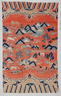 18th/19th C. Chinese Pictorial Rug: 4'6" x 7'6"