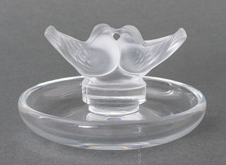 Lalique Frosted "Deux Colombes"  Ring Tray
