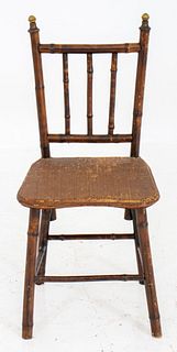 Bamboo Chair with Brass Decor Early 20th c.