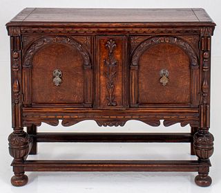 Jacobean Style Small Oak Cabinet
