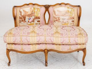 Louis XV Revival Upholstered  Wood Banquette