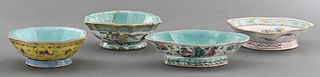 Chinese Porcelain Lobed Footed Qing Bowls, 4