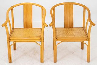 Chinese Bamboo Horseshoe-Back Armchairs, Pr