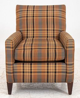 Upholstered Modern Scottish Tartan Fabric Armchair