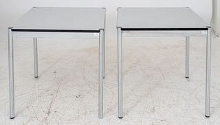 Modern Chrome and White Formica Card Tables, 2