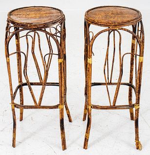 Vintage Rattan Stands or Occasional Tables, 2