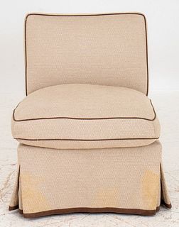 Upholstered Beige Fabric Modern Chair