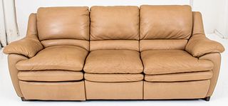 Modern Cream-Colored Leather Reclining Sofa