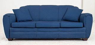 Blue Upholstered Three Seater Sofa