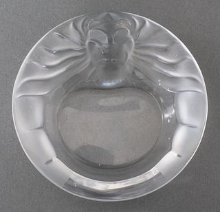 Lalique Frosted Art Glass Lion's Head Tray