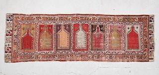 Antique Kirshehir Saf Prayer Rug: 3'8" x 11'5"