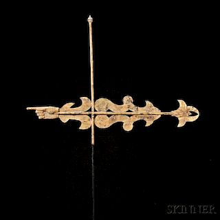 Gilt Molded Copper Bannerette Weathervane with Pointing Hand