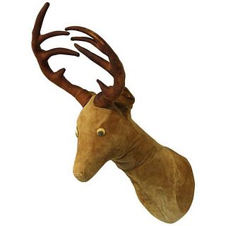 Whimsical Leather Upholstered Deer Head