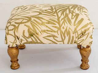 Gold Painted Upholstered Footstool