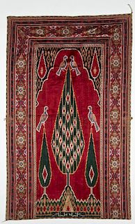 Antique Persian Silk Velvet Prayer Panel: 45" x 73"
