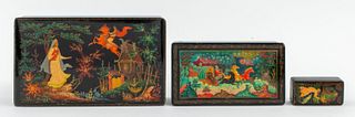 Soviet Period Palekh and Mstsera Lacquer Boxes, 3