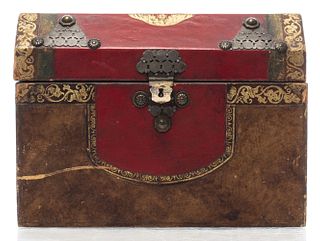 Gilt-Tooled Leather Letter / Stationery Box