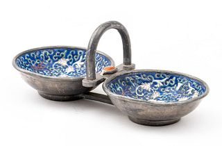 Chinese Porcelain & Pewter Bowl Set