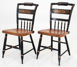 American Folk Style Stenciled Side Chairs