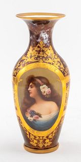Royal Vienna Encrusted Gilt Portrait Vase