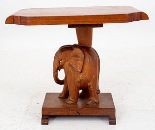 Exotic Art Deco Teak Elephant Side Table
