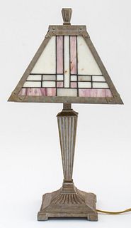 Art Deco Style Slag Glass Table Lamp
