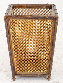 Gilt Brass and Carved Wood Umbrella Stand