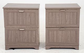 Lateral Gray Filing Cabinets, Pair