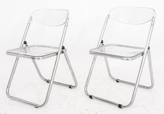 Giancarlo Piretti "PPlia" Style Chairs, Pair