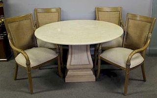 Decorative Center Table With Travertine Top &