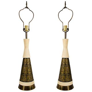 Table Lamps Decorated with Egyptian Hieroglyphs