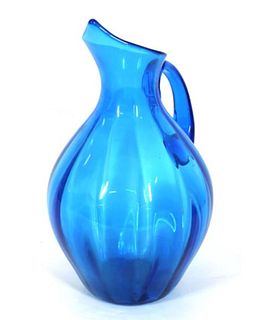 Blenko Mid-Century Blue Glass Pitcher